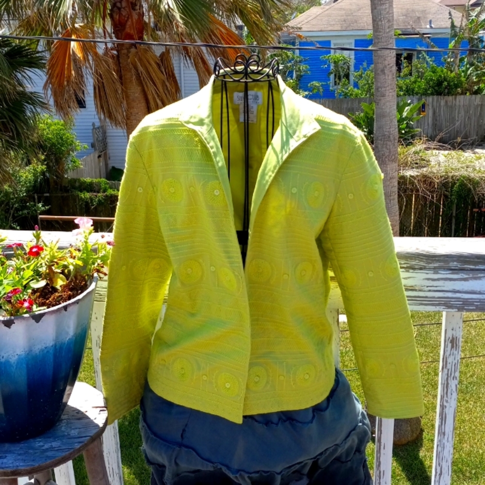 Silk Club Collection embroidered open front jacket/blazer